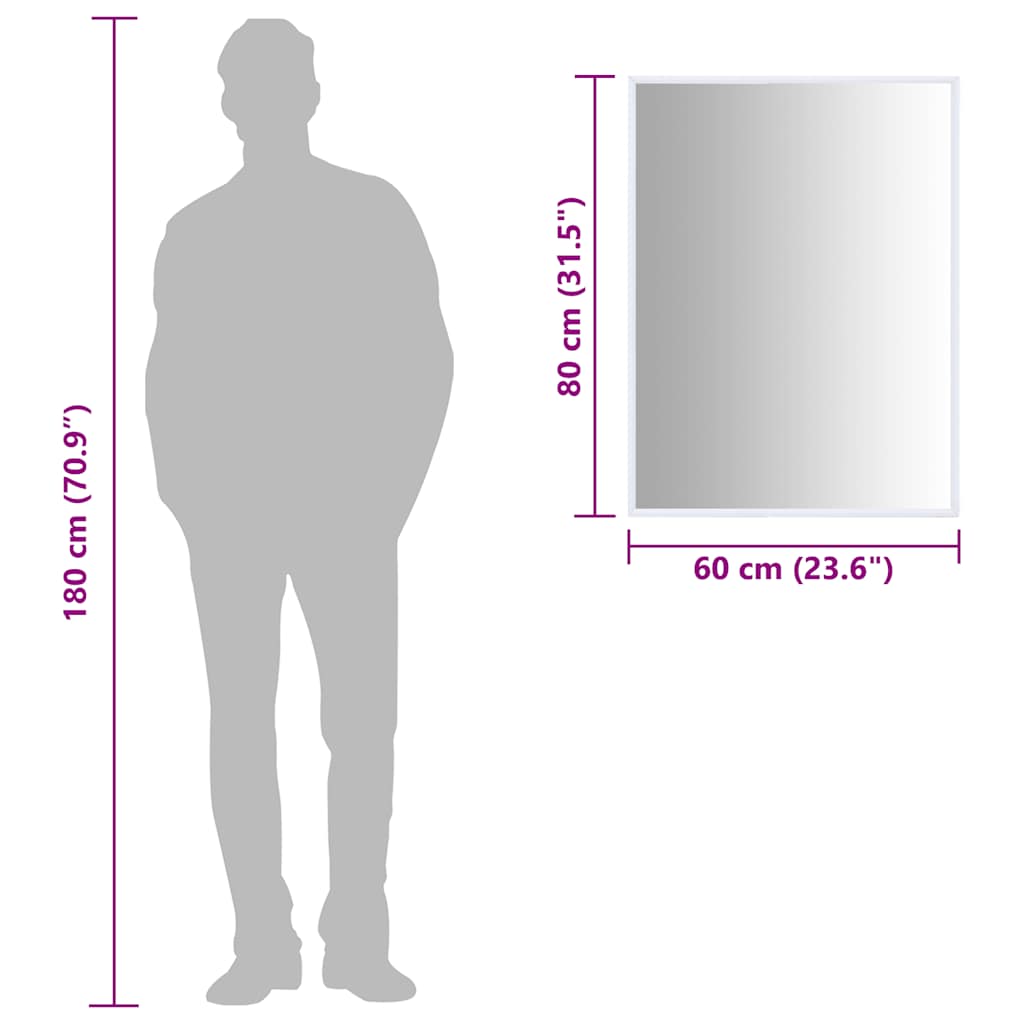 Spejl - hvid, 80 x 60 cm, 1 - number 6.