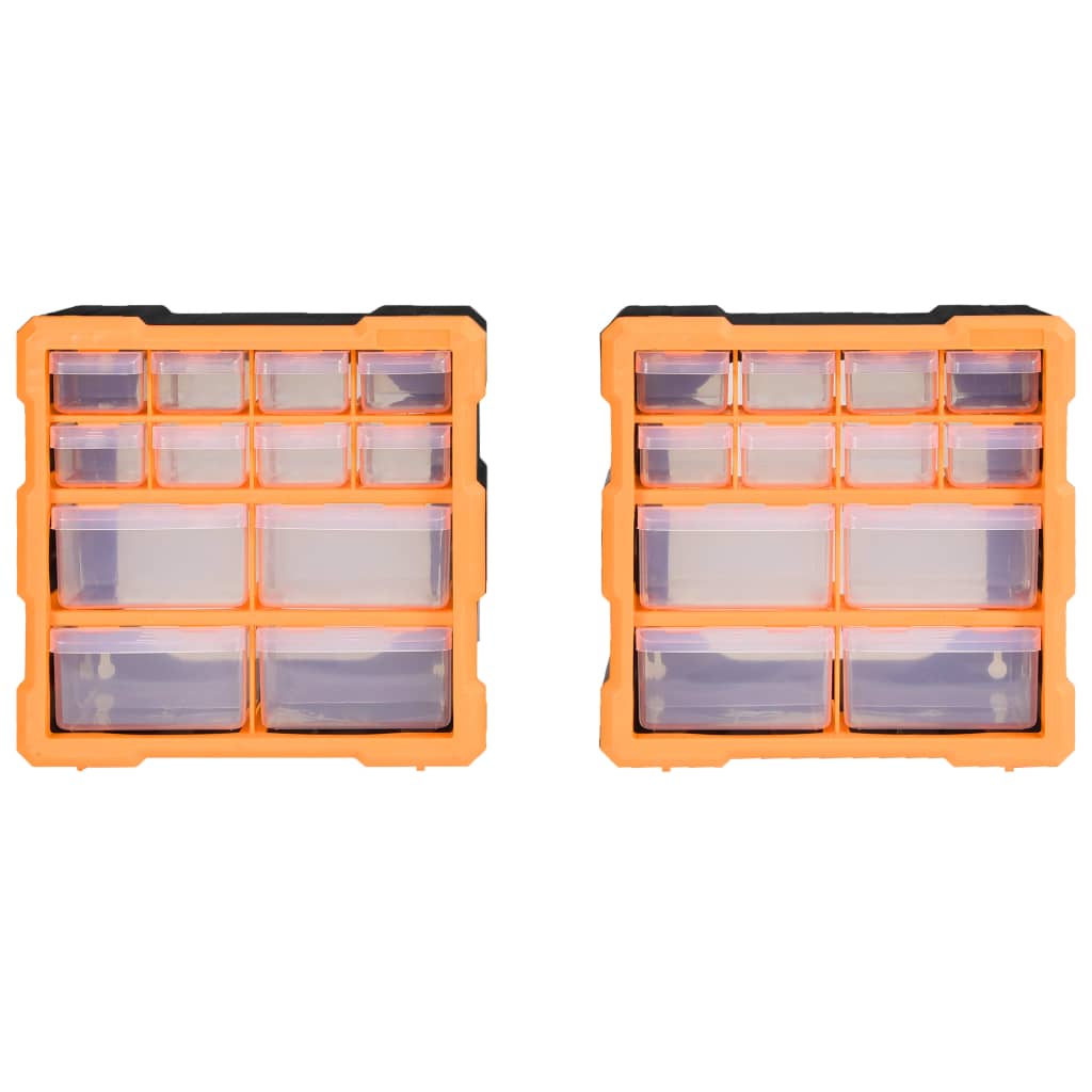 Lådhyllor med 2 st. 26,5x16x26 cm - orange och svart, 12 lådor, 1 - number 2.