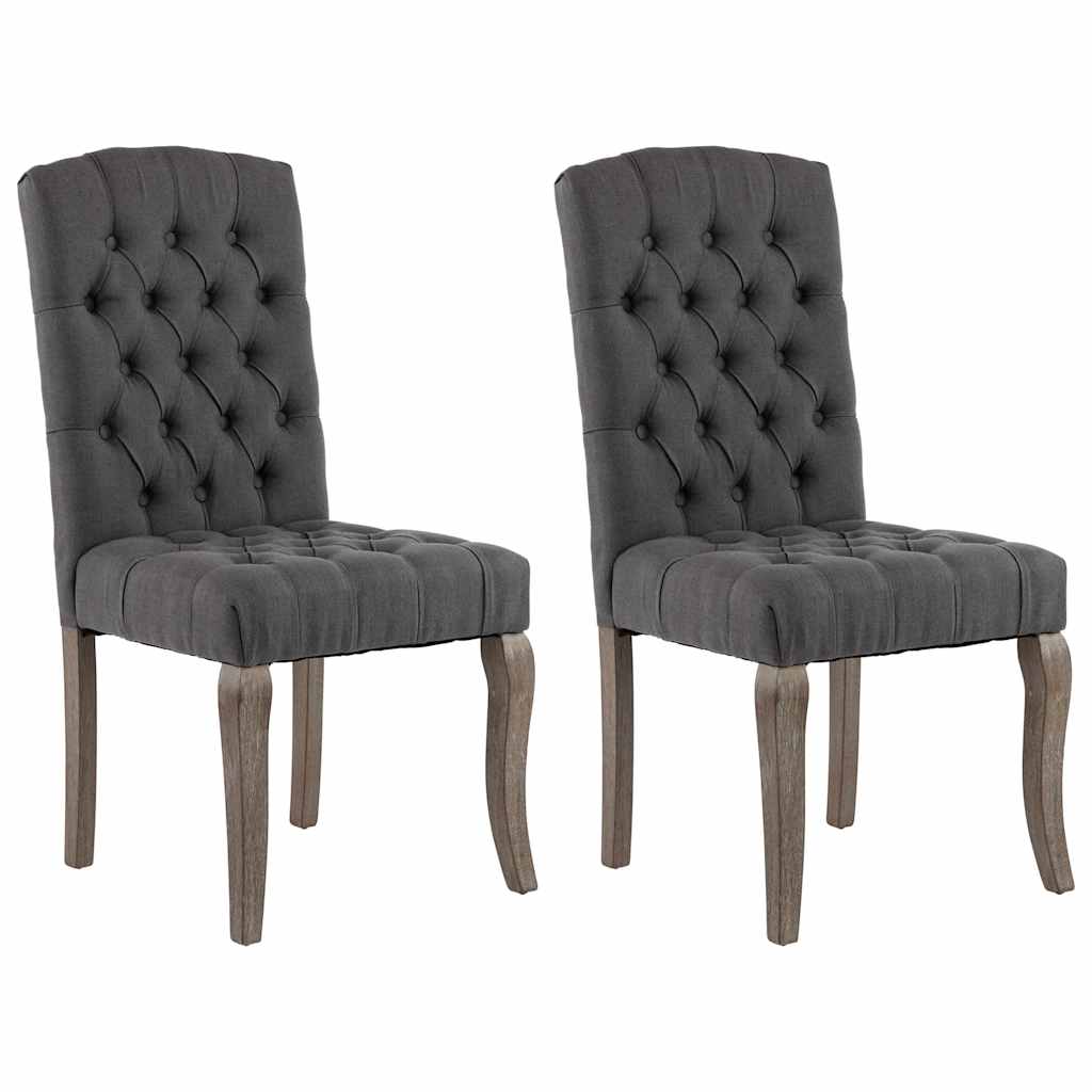 Krzesła do stołu jadalnego 2 szt. tkanina imitująca len szara - number 2.