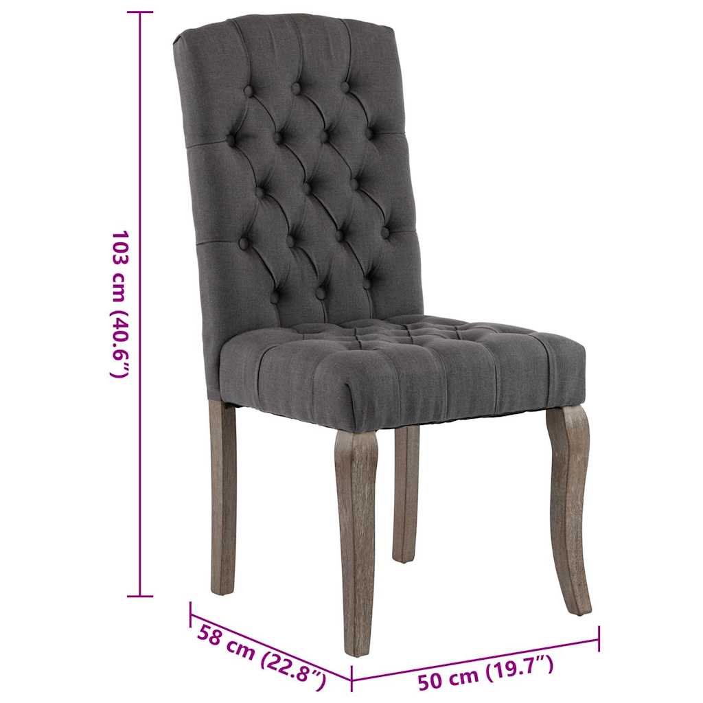 Krzesła do stołu jadalnego 2 szt. tkanina imitująca len szara - number 8.