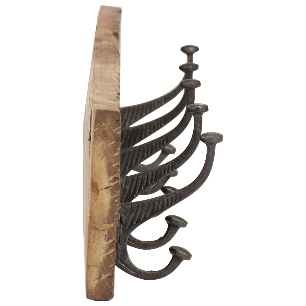 Portemanteau avec 5 crochets 100x2,5x15 cm bois massif recyclé - number 3.