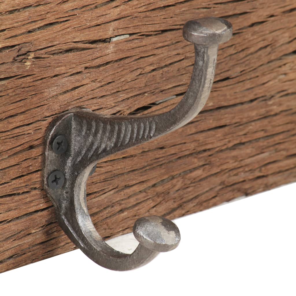 Portemanteau avec 5 crochets 100x2,5x15 cm bois massif recyclé - number 7.