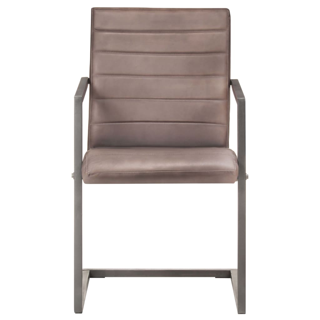 Krzesła do jadalni z wspornikiem 2 szt. skóra naturalna brąz - number 3.