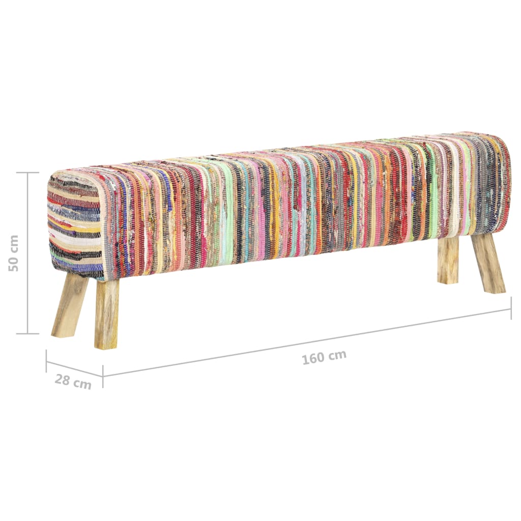 Bench 160 cm chindi mablit multicolored - number 6.