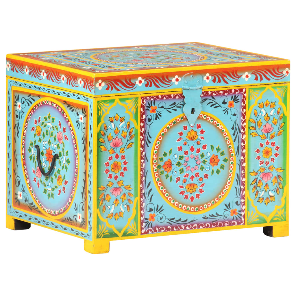 Hand-painted storage box 50x40x40 cm solid mango wood - number 1.