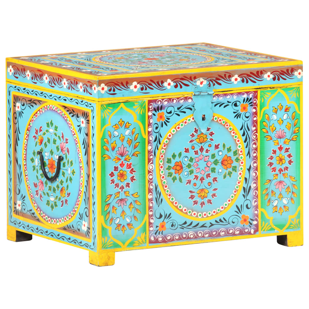 Hand-painted storage box 50x40x40 cm solid mango wood - number 11.