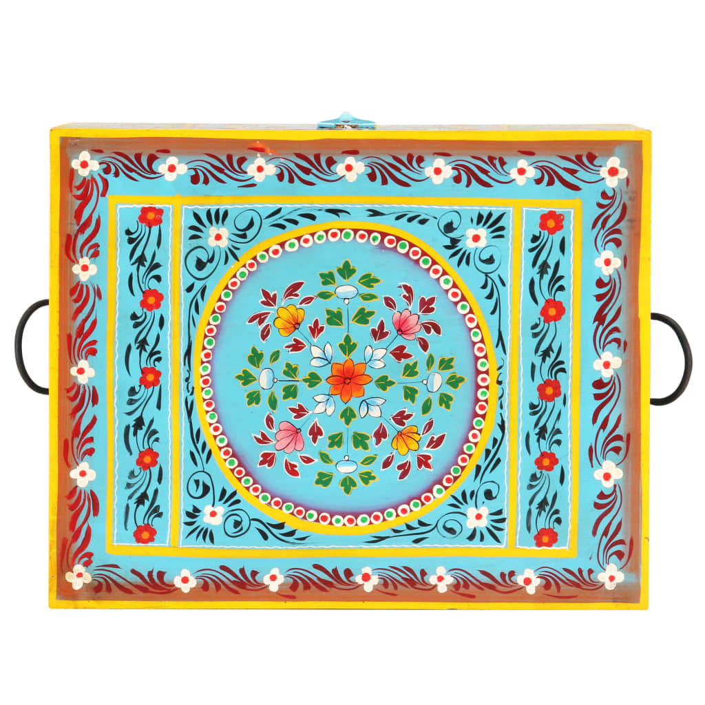 Hand-painted storage box 50x40x40 cm solid mango wood - number 4.