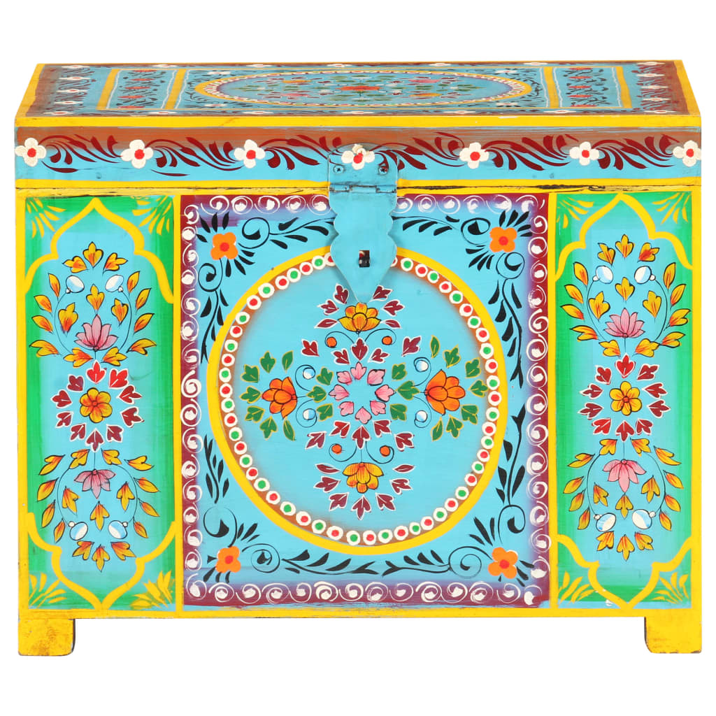 Hand-painted storage box 50x40x40 cm solid mango wood - number 3.
