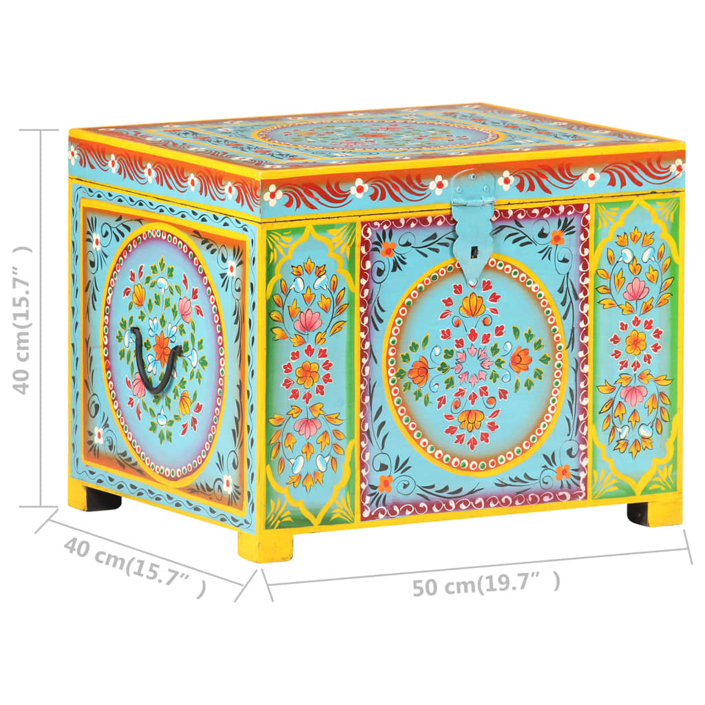 Hand-painted storage box 50x40x40 cm solid mango wood - number 7.