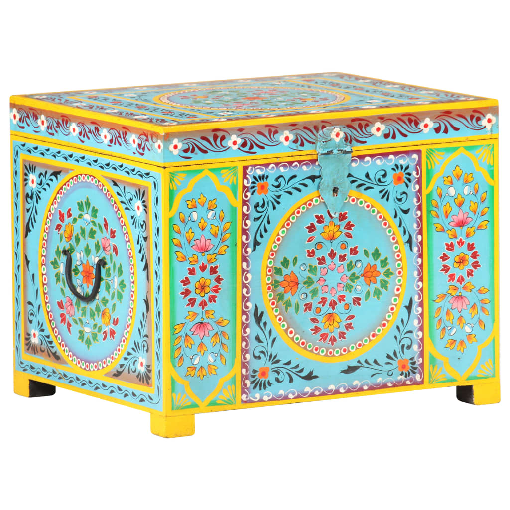 Hand-painted storage box 50x40x40 cm solid mango wood - number 9.