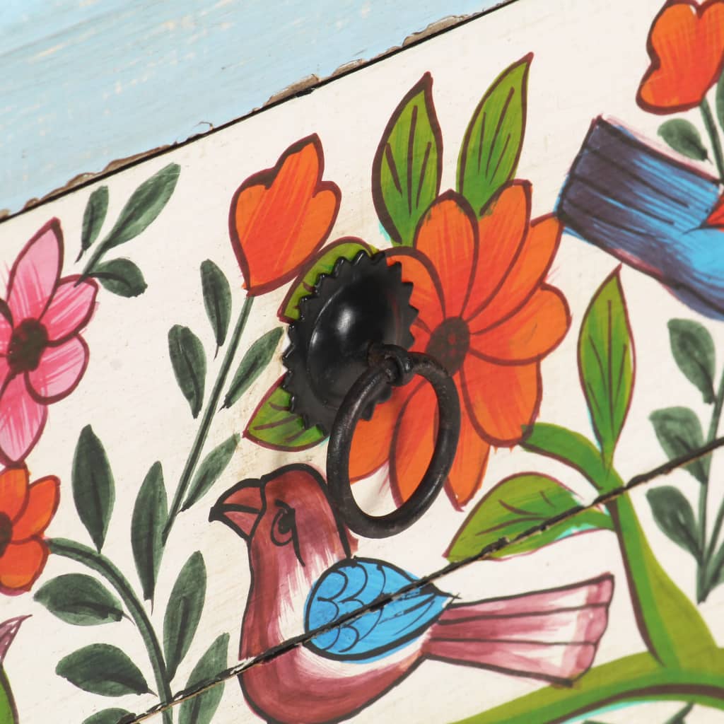 Håndmalet sengeskab 40x30x50 cm massivt mangotræ - number 6.