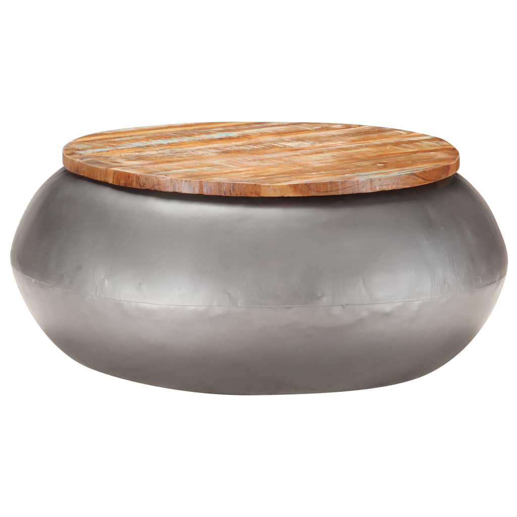 Sofabord 68x68x30 cm massivt genbrugstræ - grå, 68 x 30 cm, 1 - number 8.