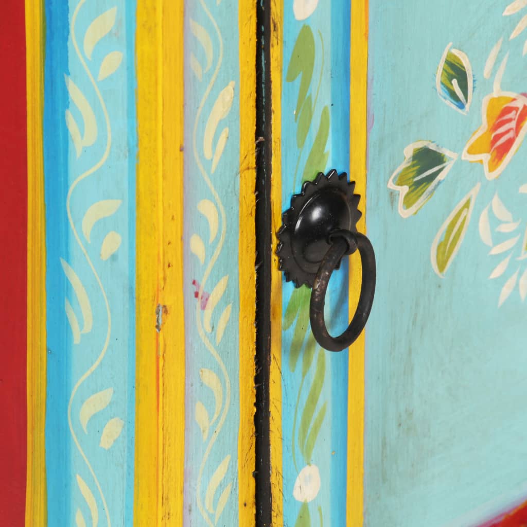 Håndmalet højskab 40x30x90 cm massivt mangotræ - number 6.