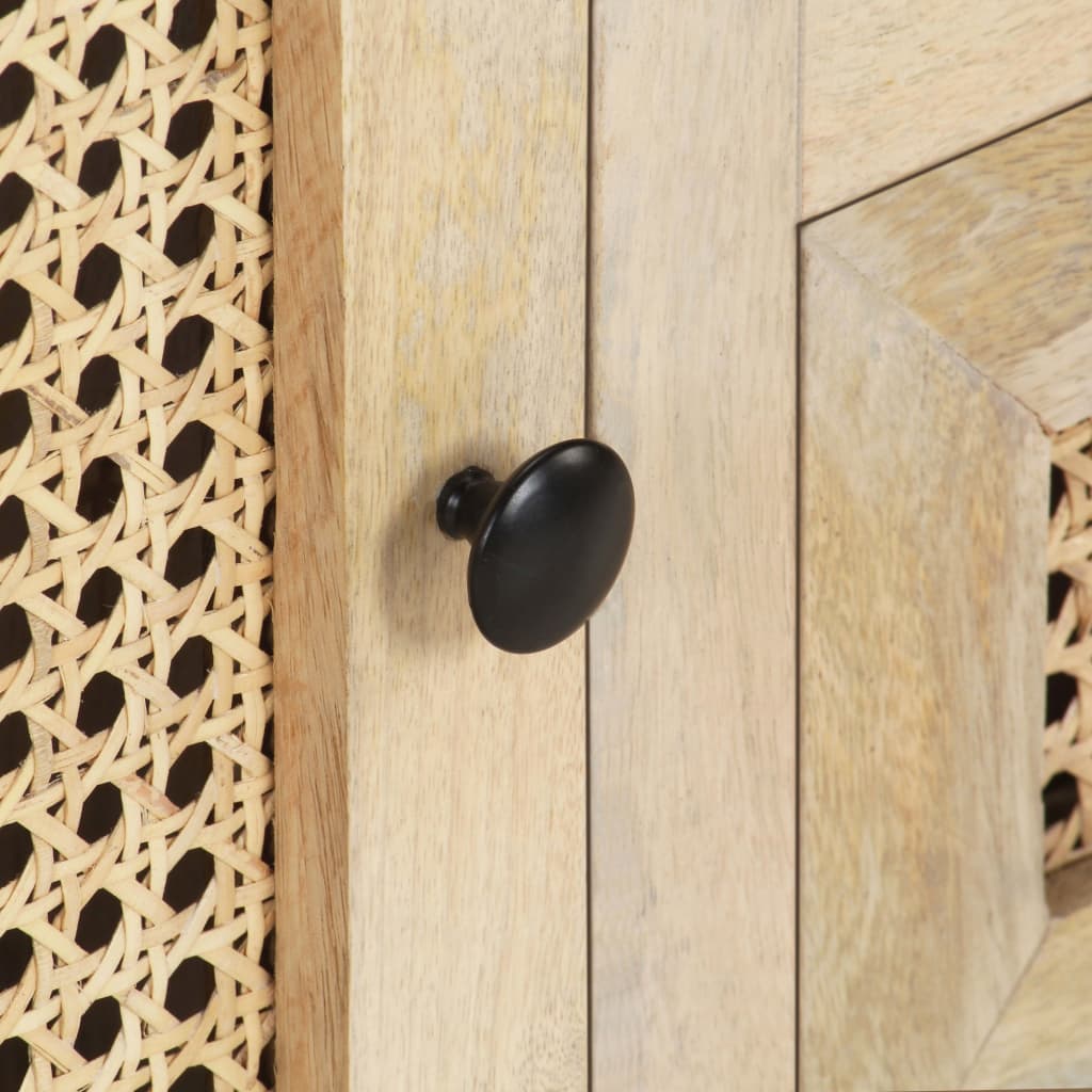 Komoda za tv 120x30x40 cm masivno drvo mango i prirodno pletivo - number 6.