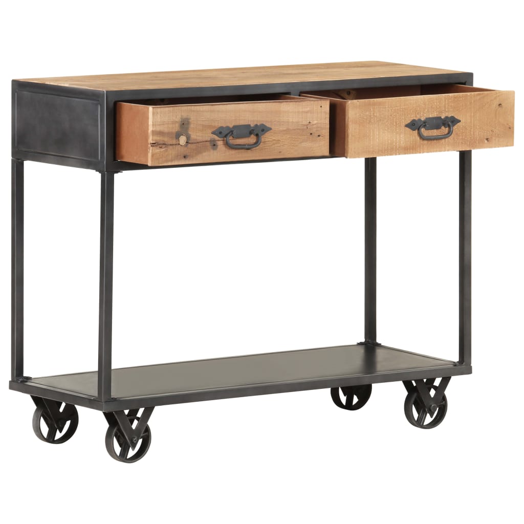 Stolik konsolowy 90x35x74 cm lite drewno z odzysku - number 2.