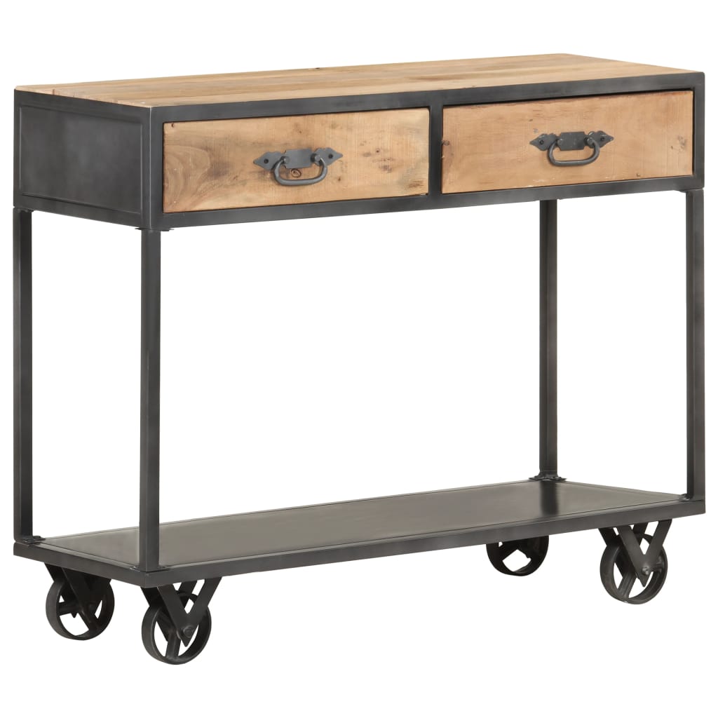 Stolik konsolowy 90x35x74 cm lite drewno z odzysku - number 11.