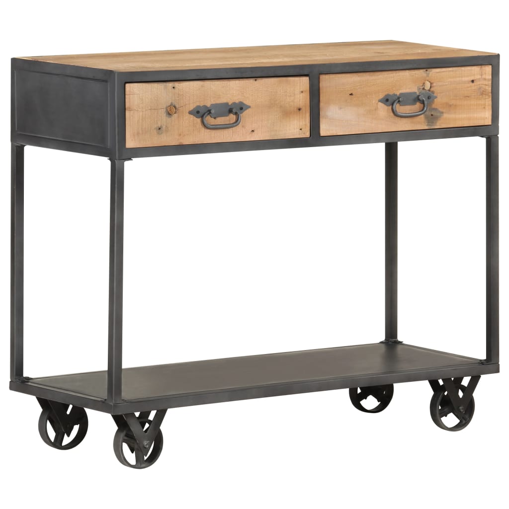 Stolik konsolowy 90x35x74 cm lite drewno z odzysku - number 8.