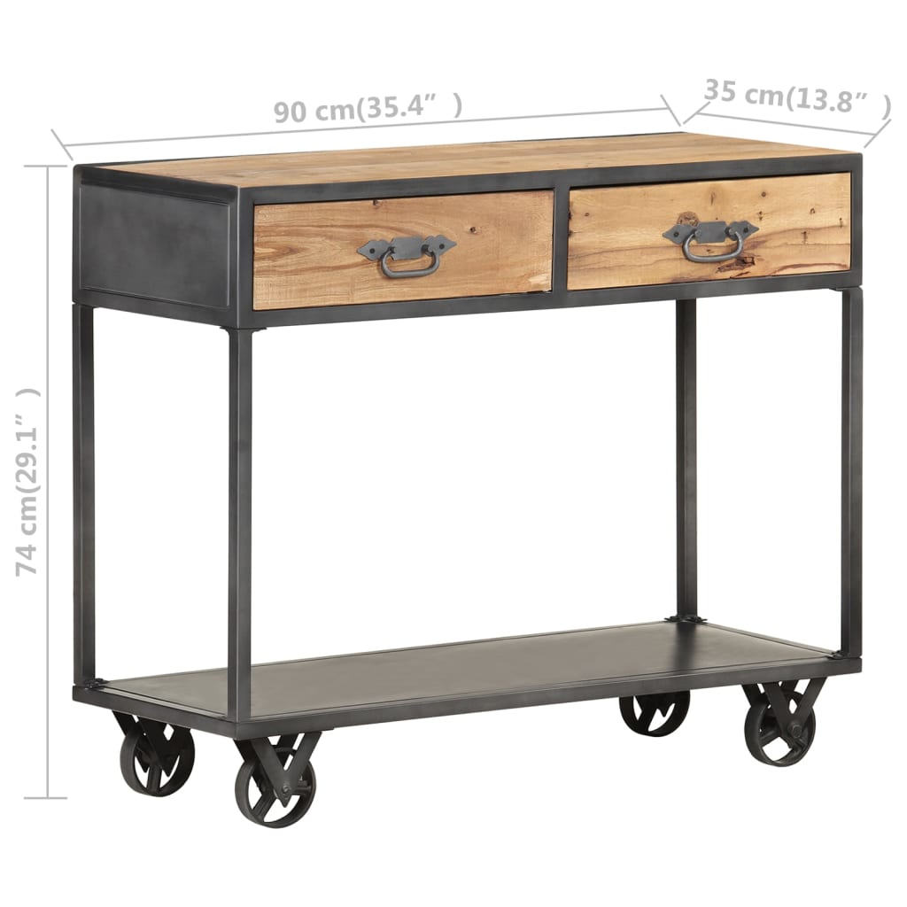 Stolik konsolowy 90x35x74 cm lite drewno z odzysku - number 7.