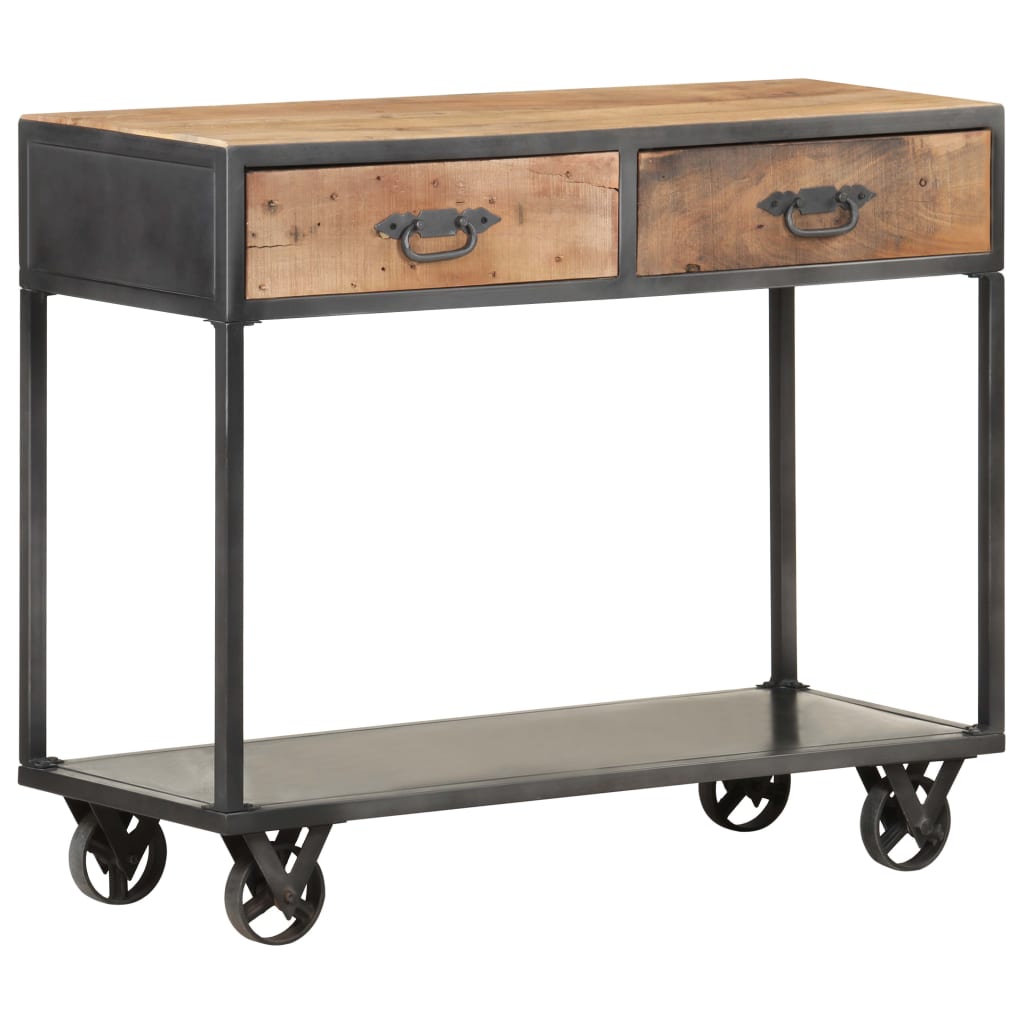 Stolik konsolowy 90x35x74 cm lite drewno z odzysku - number 9.