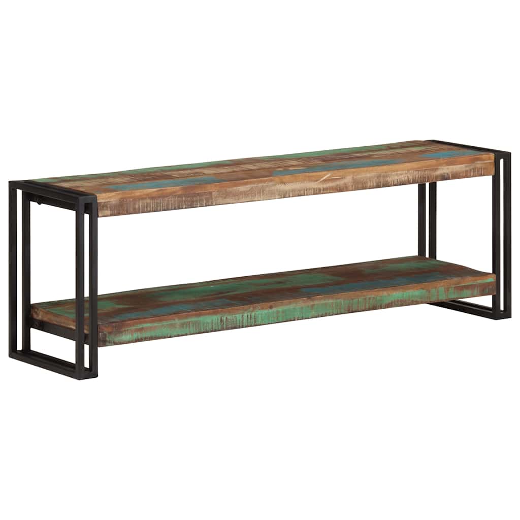 Tv cabinet 120x30x40 cm solid recycled wood and steel - number 1.