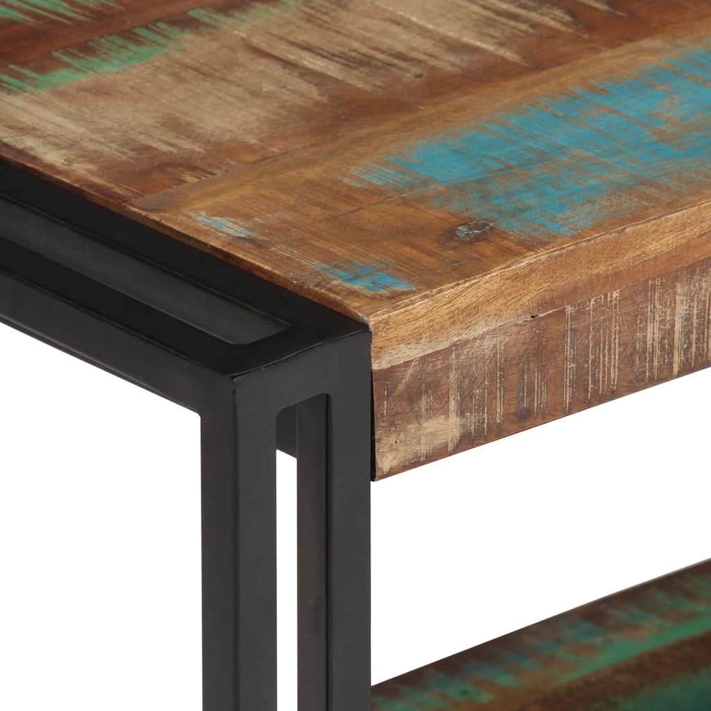 Tv cabinet 120x30x40 cm solid recycled wood and steel - number 4.