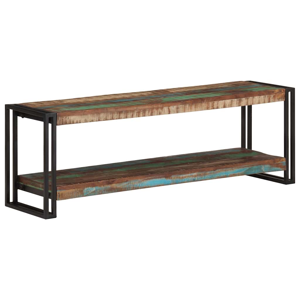 Tv cabinet 120x30x40 cm solid recycled wood and steel - number 6.