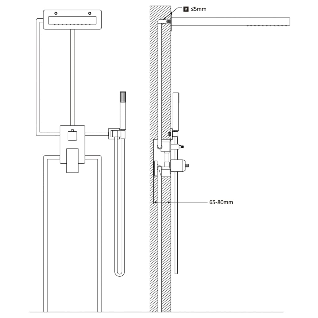 Duschsystem rostfritt stål 201 silver - number 7.