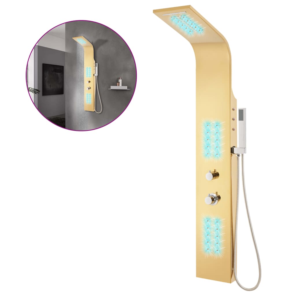 Duschpanel rostfritt stål böjd guldfärgad - number 2.