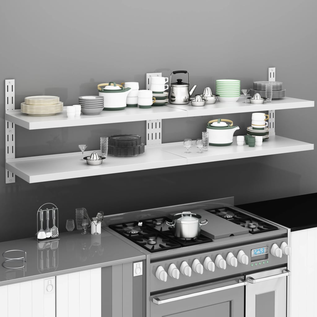 Półki ścienne na poziomach 2 szt. stal nierdzewna - 200 x 30 cm, 2, 1 - number 1.