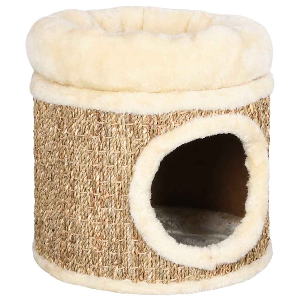 Maison pour chat avec coussin de luxe 33 cm jonc de mer - number 1.