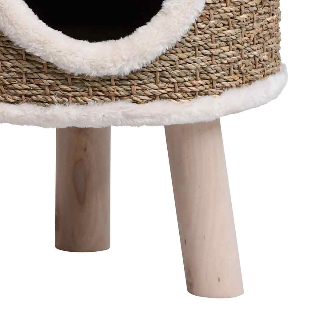 Maison pour chat avec pieds en bois 41 cm jonc de mer - number 7.