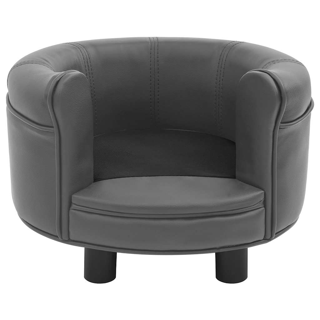 Canapé pour chien 48x48x32 cm peluche et simili cuir - gris - number 3.