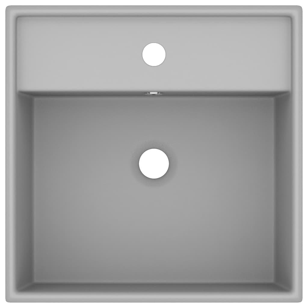 Luksus håndvask overløb 41x41 cm keramik firkantet - mat lysegrå - number 3.
