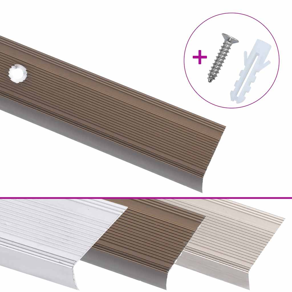 Trappelister 5 stk. l-facon 90 cm aluminium - brun, 90 cm (5 pcs), skruer - number 2.