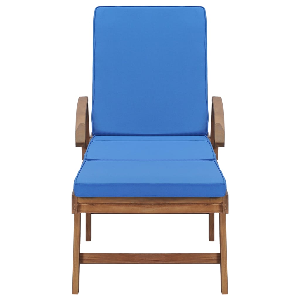 Liggestole med hynder stk. massivt teaktræ - blå, 2, ja - number 3.