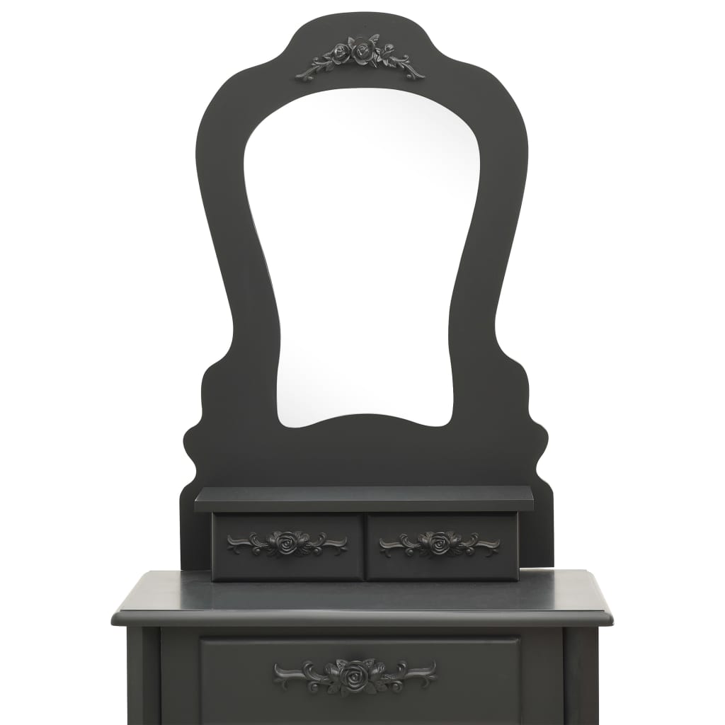 Sminkebordssæt med taburet 50x59x136 cm kejsertræ - grå, 1 - number 6.