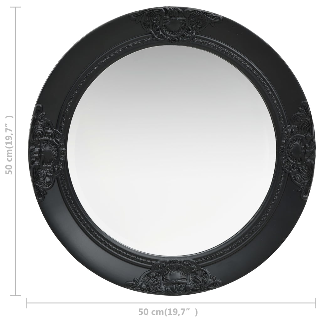 Wall mirror 50 cm baroque style - black, φ 50 cm, 1 - number 5.