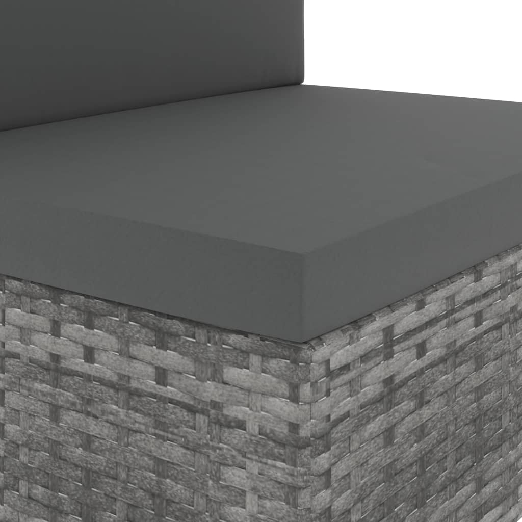 Loungesæt til haven 4 dele polyrattan grå - number 7.