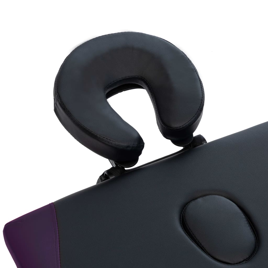 Sammenfoldeligt massagebord aluminiumsstel 2 zoner sort lilla - sort og lilla - number 5.