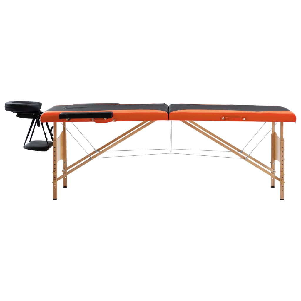 Foldbart massagebord 2 zoner træ sort og orange - number 2.