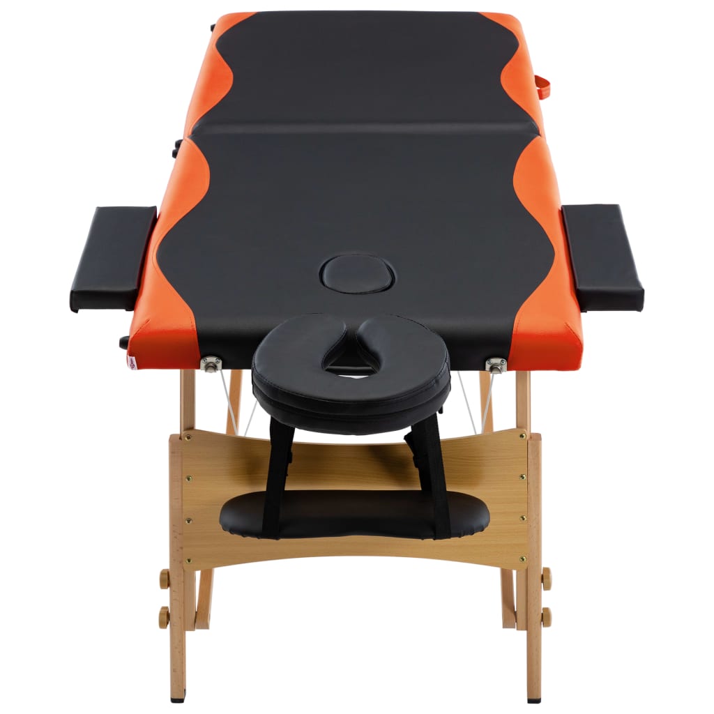 Foldbart massagebord 2 zoner træ sort og orange - number 4.