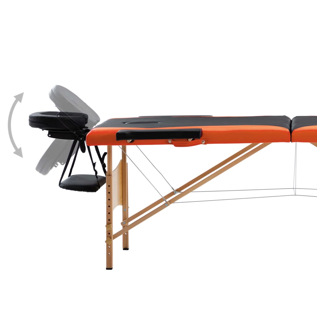 Foldbart massagebord 2 zoner træ sort og orange - number 3.