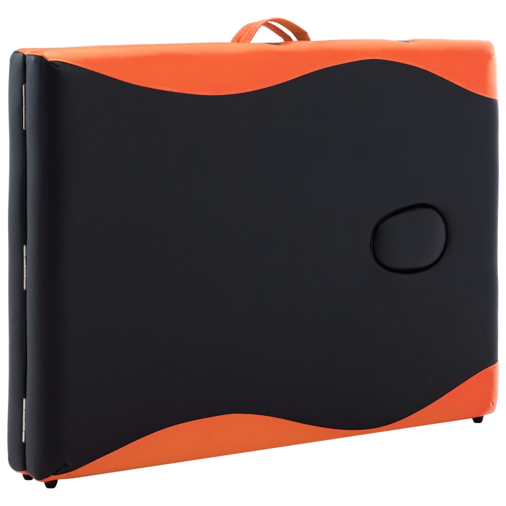 Foldbart massagebord 2 zoner træ sort og orange - number 7.