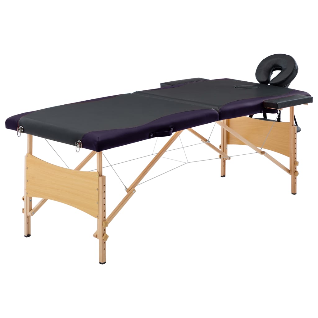 Sammenfoldeligt massagebord med træstel 2 zoner - sort - number 1.