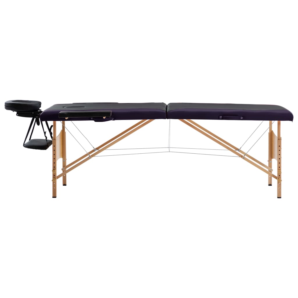 Opvouwbare massagetafel met houten frame 2 zones - paars - number 2.