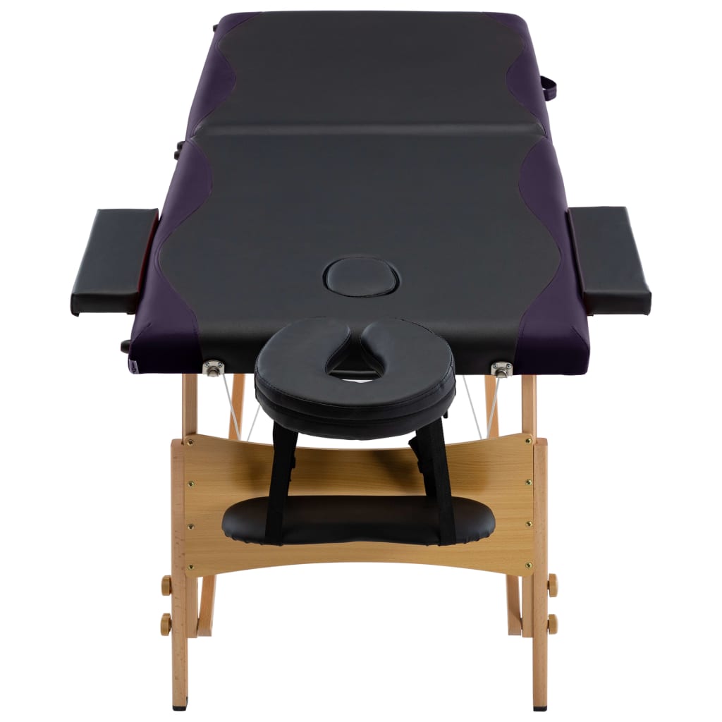 Opvouwbare massagetafel met houten frame 2 zones - paars - number 4.