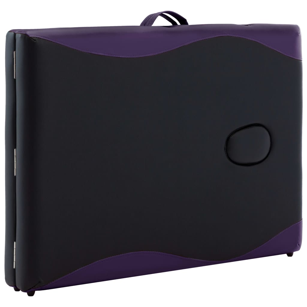 Opvouwbare massagetafel met houten frame 2 zones - paars - number 7.