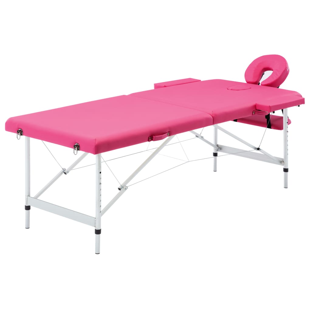 Sammenfoldeligt massagebord med aluminiumsstel 2 zoner lyserød - number 1.