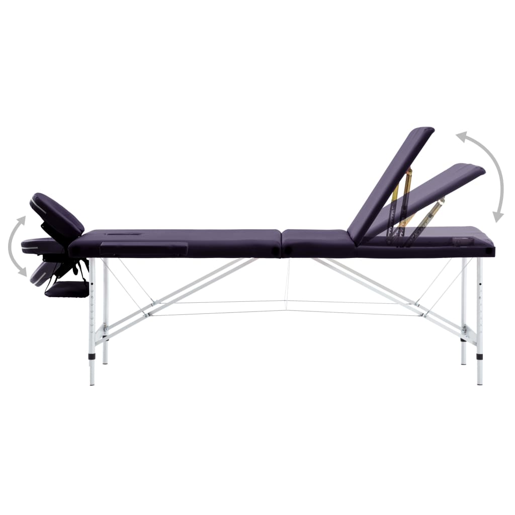Opvouwbare massagetafel met houten tegels 3 zones - paars - number 3.