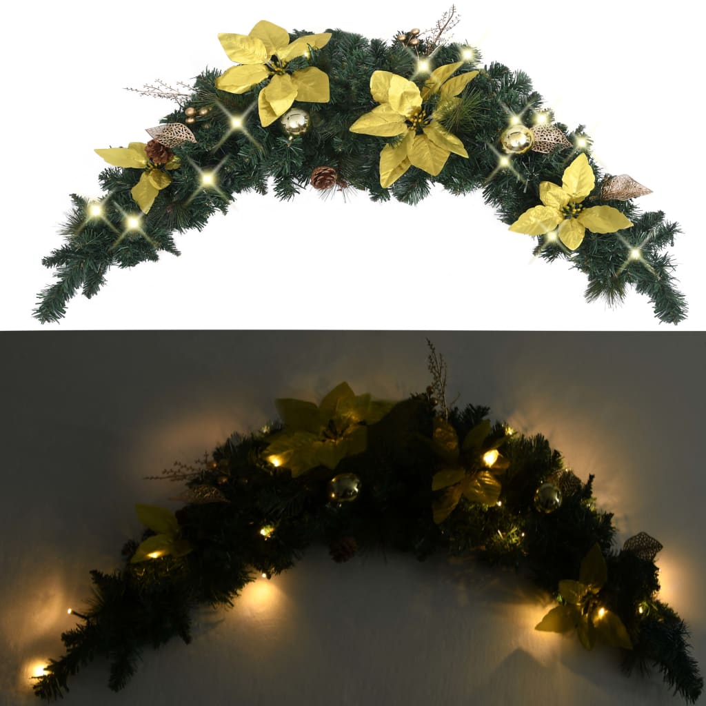 Noeud de noël avec lumière led vert 90 cm pvc - number 3.